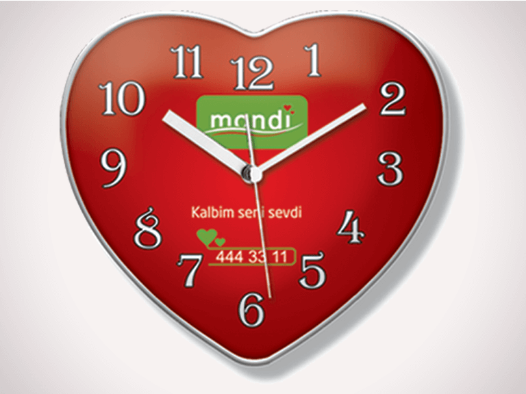 Magnet Clock Heart Shape 10,5x9,5 cm